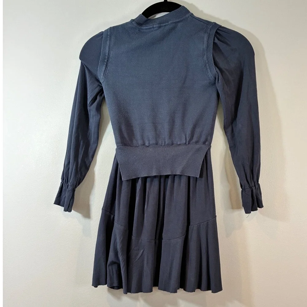 Imoga Trina FW22 Navy Knit Dress Long Sleeve Tiered Skirt Casual Girls Size‎ 7